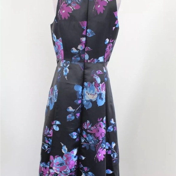 Tahari ASL Levine Black Blue Florla Hi Lo Fit and Flare Cocktail Dress Size 8 - Picture 7 of 7